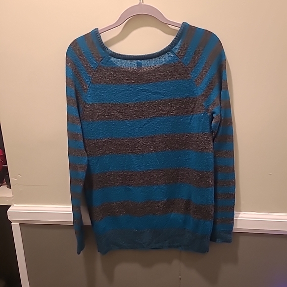 Vintage Aéropostale Womens Knit Sweater Gray/Teal XL L/S Scoop Neck - Picture 12 of 14